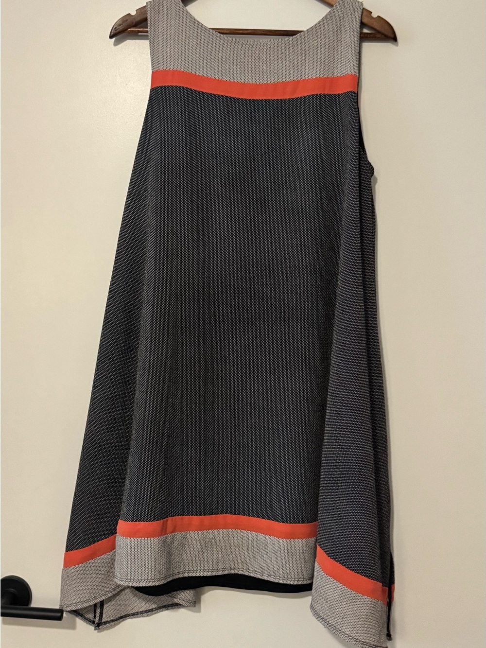 Signature by Robbie Bee Gray Knit A-Line Skirt with Orange Trim Size 14